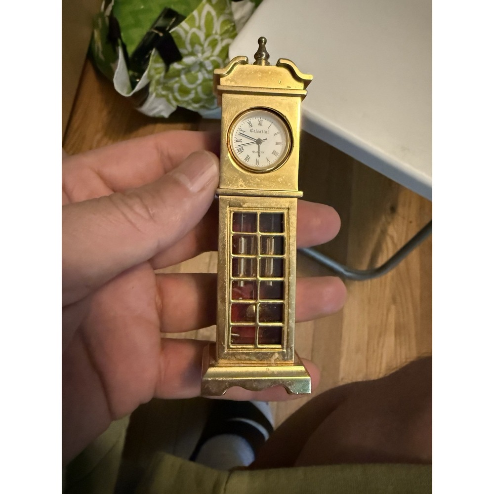 Celestial  Miniature Brass Grandfather Clock  (untested)